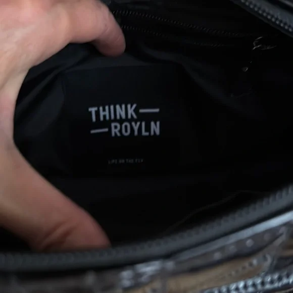 THINK ROYLN Shiny Black Crossbody Bag with Silver Accents - Picture 5 of 10